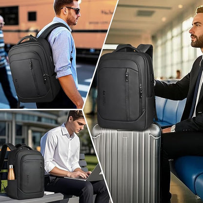 Laptop Backpack for Men, 17 Inch Business Travel Backpack with USB Charging Port, Water Resistant Computer Backpack Bag for Work/Office/Commuter/College-Black