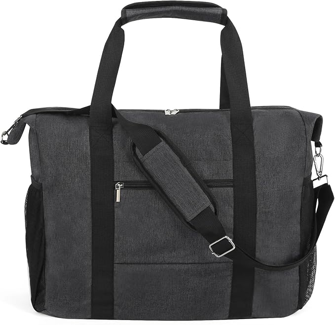 Travel Duffel Bag for Women Men,Sports Tote Gym Bag With Wet Pocke,Foldable Carry on Luggage Bag,Black