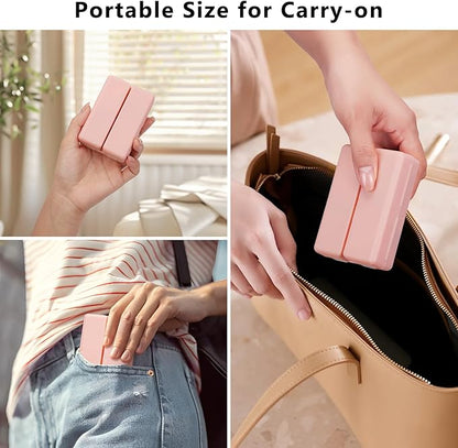 FYY Daily Pill Organizer,2 Pcs 7 Compartments Portable Pill Case Travel Pill Organizer,[Folding Design] Pill Box for Purse Pocket to Hold Vitamins,Cod Liver Oil,Supplements and Medication-Pink