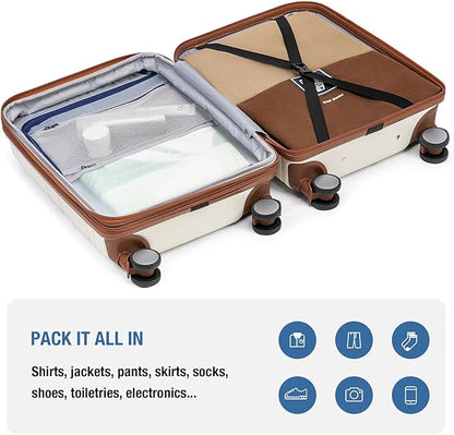 KYME Carry On Luggage 22x14x9 Airline Approved with TSA Lock Hard Shell Carry On Suitcase Lightweight Suitcases with Wheels Small Luggage for Men Women,Carry-On 20 Inch,Beige