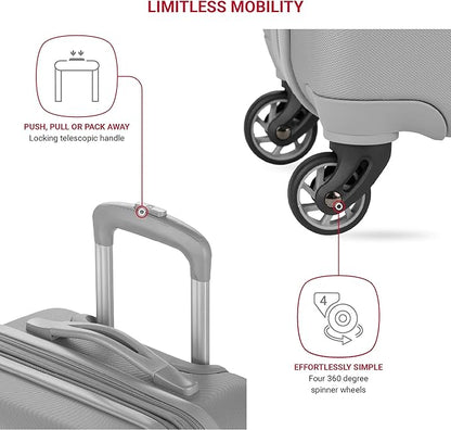 SwissGear 7366 Signature Hardside Expandable Luggage with Spinner Wheels, TSA Lock, Cup-Holder, Grey, Carry-On 19-Inch