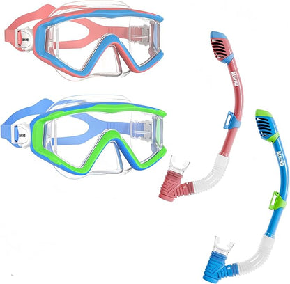Aegend Snorkeling Gear for Adults Youth Kids, Dry Snorkel Set Panoramic View Enhanced Anti-Leak and Anti-Fog Technology, Adjustable Strap for Snorkeling Scuba Diving Swimming with Mesh Bag