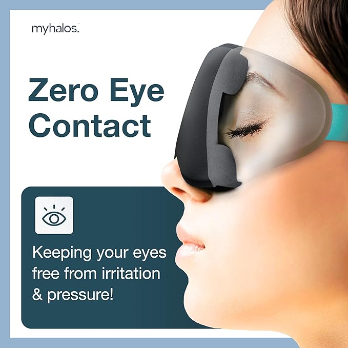 MyHalos® Sleep Mask – 3D Blackout Eye Mask for Women & Men, Side Sleepers, Zero Pressure Memory Foam Eyelash Friendly, Breathable, Sleep Aid for Travel, Shift Work, Light Sensitivity Relief