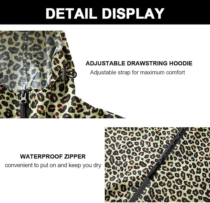 Fashion Hooded Rain Poncho Waterproof Raincoat Jacket with pocket for Women/Men/Adult