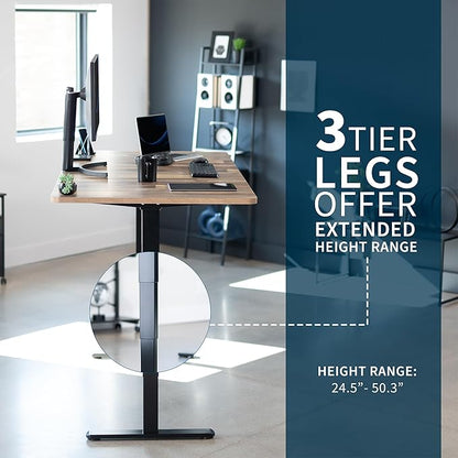 VIVO Electric 71 x 36 in Dual Motor Sit Stand Desk, Memory Height Adjustment, 2B Series, Reclaimed Wood Top Black Frame, DESK-KIT-2B7P-36