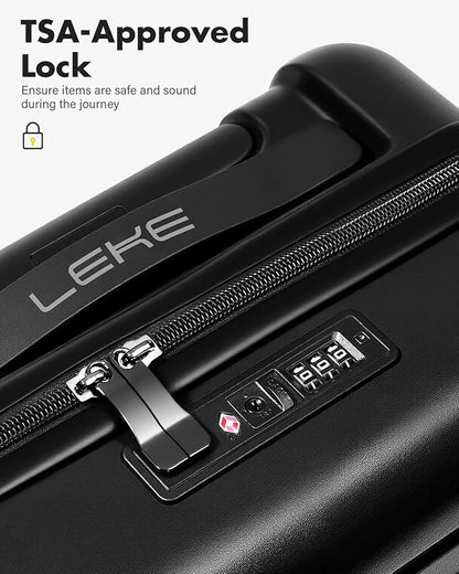 Lekesky 16 Inch Underseat Carry On Luggage Airline Approved, Small Hard Shell Suitcase with TSA Lock Spinner Wheels, Lightweight Personal Item Carry-On for Travel, Black