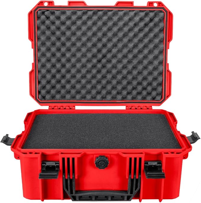 Eylar 18" Intact Series Hard Camera Case, Lightweight and Durable Stacker Design with Foam (Red)