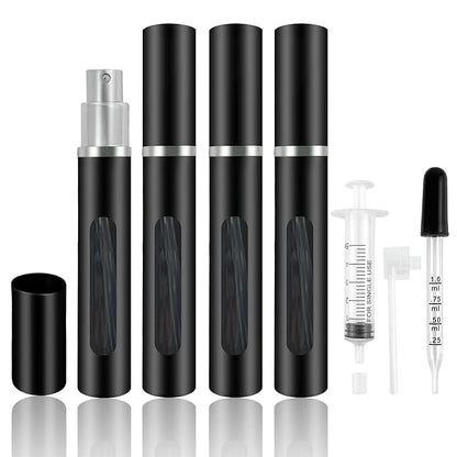 4 Pack Refillable Mini Perfume Atomizer Bottle，Portable Separate Bottles，Travel and Outings Spray Boxes Dispensers 5ml/0.2oz (Black)