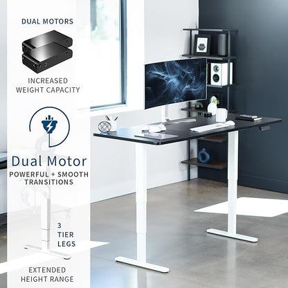 VIVO Electric 71 x 30 in Dual Motor Sit Stand Desk, Memory Height Adjustment, 2B Series, Black Top White Frame, DESK-KIT-2W7B