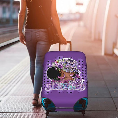 Travel Suitcase Protector African American Girl Elastic Protective Washable Luggage Cover With Concealed Zipper Suitable For 18-32 Inch(S (for 18-21 inch luggage))