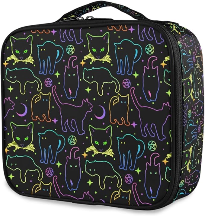 MNSRUU Makeup Bag Witchcraft Black Cats Makeup Bag Organizer Travel Cosmetic Bag Portable Large Capacity Toiletry Bag for Women, Make Up Bags with Zipper