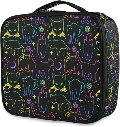 MNSRUU Makeup Bag Witchcraft Black Cats Makeup Bag Organizer Travel Cosmetic Bag Portable Large Capacity Toiletry Bag for Women, Make Up Bags with Zipper