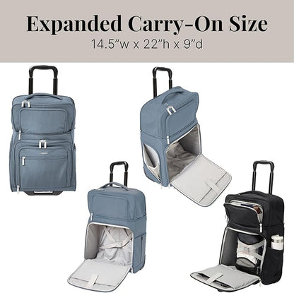 Baggallini Expandable Underseat Carry-On - Lightweight Travel Luggage Carry On Weekender with Wheels