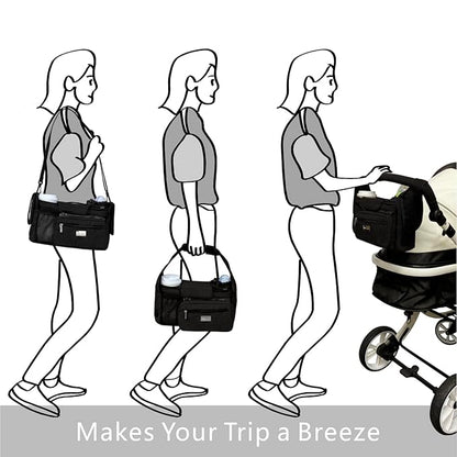 TOPDesign Universal Baby Stroller Organizer, Stroller Caddy with Detachable Mesh Bag & Heightened Insulated Cup Holders & Non-Slip Secure Hooks Accessories, Fits Most Strollers (Music Crocodiles)