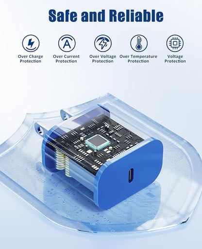 for Apple Watch Charger 6FT, 3 in 1 Magnetic Smart iWatch Fast Charger Cable with 20W Type C Wall Charger Block for Apple Watch Series Ultra/SE/9/8/7/6/5/4/3/2/1 & iPhone15/14/13/12/11 (Blue)