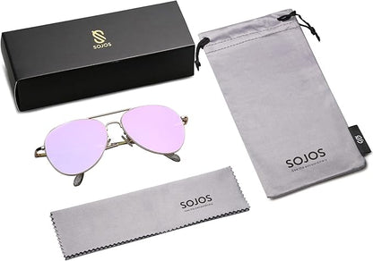 SOJOS Classic Aviator Sunglasses for Women Men Metal Frame Spring Hinges SJ1030