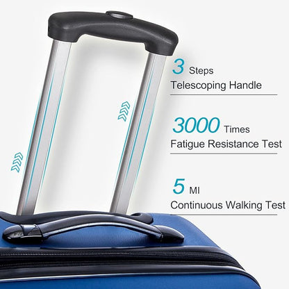 Merax Luggage Sets 3 Piece Suitcase Set 20/24/28,Carry on Luggage Airline Approved,Hard Case with Spinner Wheels,Blue