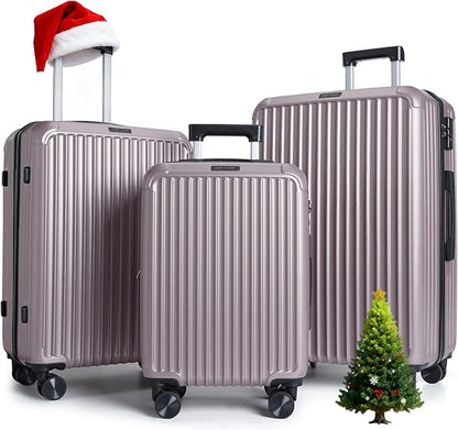 LIGHT FLIGHT Luggage Sets, Durable Hard Shell 3 Piece Set Suitcase with Spinner Wheels, Hardside Lightweight Luggage set with TSA Lock, Large Travel Luggage Set (20" 24" 28"), Rose Purple