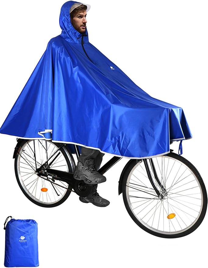 ANYOO Waterproof Rain Poncho Bike Bicycle Rain Capes Lightweight Compact Reusable for Adults