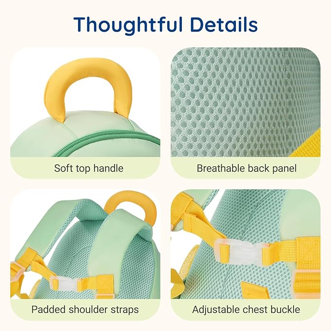 mommore Toddler Backpack for Girls 2-4 Cute 3D Kids Backpack Butterfly Small Pre-K Backpacks Water-Resistant for Preschool Kindergarten with Toddler Leash, Chest Buckle
