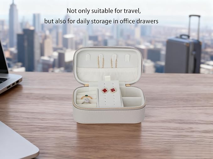 Premium Gray Travel Jewelry Case Bulk of 4 - Small Sophisticated Travel Jewelry Box Set for Women & Men, Compact Holder for Earrings, Rings, Minimalist Style, Perfect for Business Travel