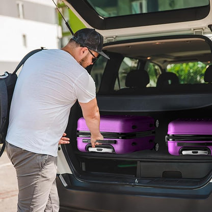 Karl home Luggage Sets 3 Piece, ABS Hardside Suitcase Set with Double Spinner Wheels & TSA Lock for Travel Business, 3-Piece Set (20/24/28), Purple