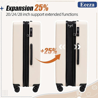 Expandable Luggage Sets 5 Piece,Suitcases with Wheels,ABS Hard Case Luggage with TSA Lock Spinner Wheels,Carry On Luggage Set (5 Piece Sets (20"/24"/28"/DB/TB))