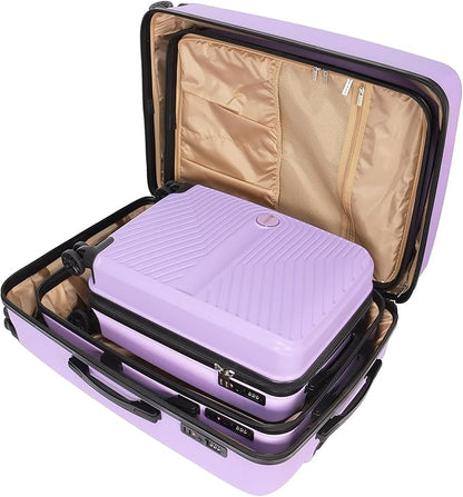 Luggage Set 3 Pieces -Suitcase Set - Carry on Luggage with Wheels - Check-in Luggage - PC + ABS Durable Suitcase Rotating Silent Wheels 3-Piece 20/24/28 Purple