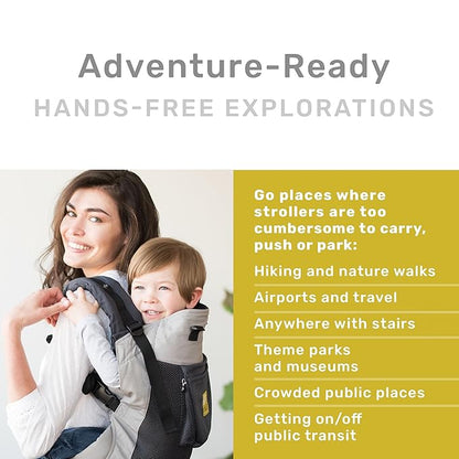 LÍLLÉbaby 3-in-1 Ergonomic CarryOn Airflow Toddler Carrier with Lumbar Support & Breathable Mesh (25-60 lbs), Supportive & Comfortable, Multi-Position Carrying for Hiking & Travel (Charcoal/Silver)