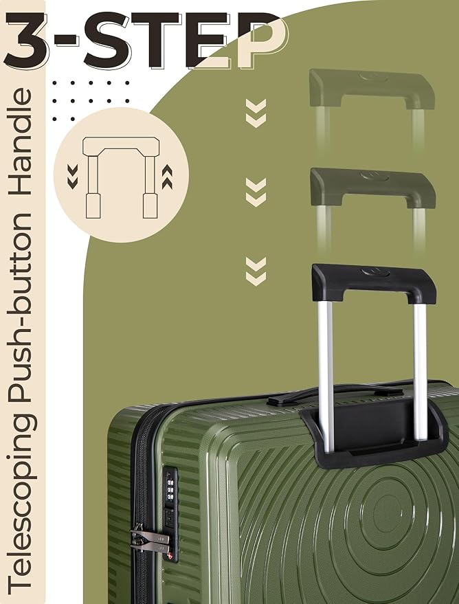 Luggage Sets 5 Piece,Lightweight,Impact-Resistant,Wear-Resistant Suitcases with Wheels, Hardshell Suitcase Set with Spinner Wheels, PP Carry on Luggage Set with TSA Lock, Travel Luggage