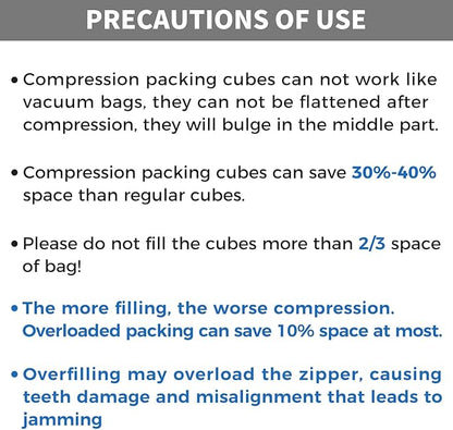 BAGAIL 4 Set/6 Set/8 Set Compression Packing Cubes Travel Accessories Expandable Packing Organizers (Cloth Pattern, 4-Black)