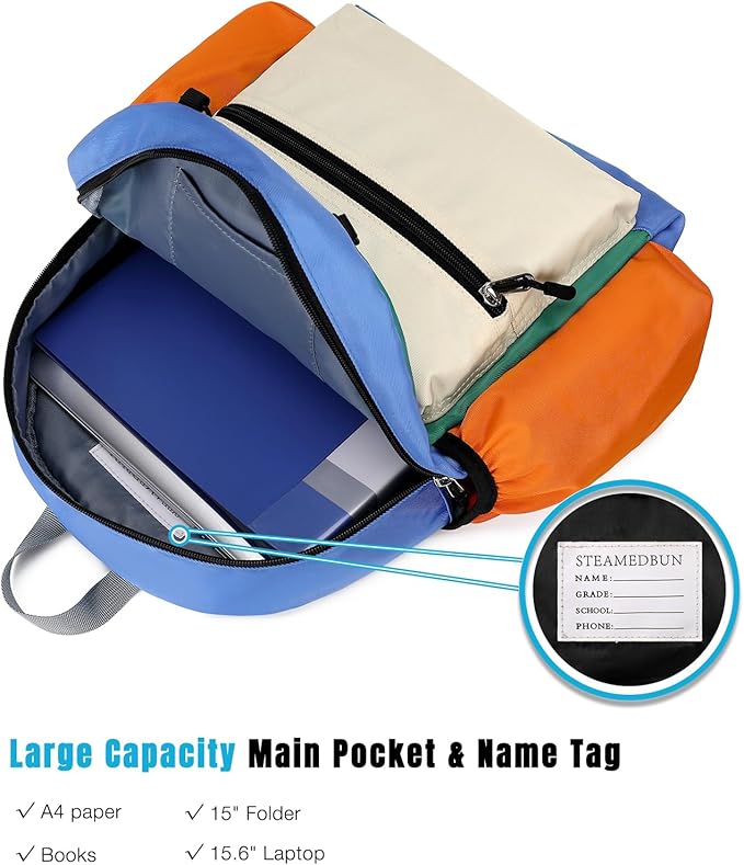 STEAMEDBUN Kids Backpack for Boys 4-6: Boys Backpacks for Elementary - 15 inch Backpack for Kindergarten