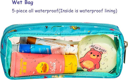 TSA Approved 5-Piece Diaper Bag Organizer Pouch Set Clear Waterproof TPU Kids Toiletry Storage Set Travel Packing Clutch Cube Bags for Baby Nursing