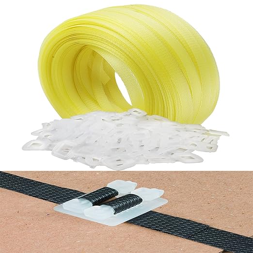 Box Packing Strapping Tool, Polypropylene Pallet/Box Strapping kit: 330' x 1/2'' Strapping and 100 pcs Plastic Buckles,Manual Packing