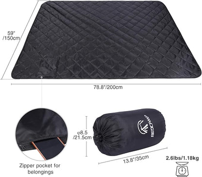 REDCAMP Large Warm Blanket with Sherpa Lining, Cold Weather Outdoor Blanket Windproof for Camping Stadium,Hiking, Machine Washable（79"x 79"）