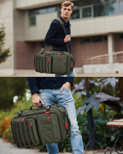 Gonex Travel Backpack, Large Carry-On Nylon Duffle Bag, 3-in-1 Convertible Laptop Bag for Men & Women, Durable for Work & Weekend Travel (Army Green)