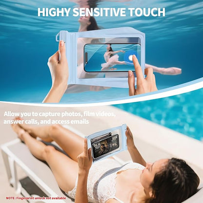 Large Waterproof Phone Pouch Floating, Waterproof Phone Case for iPhone 15 14 Pro Max 13 12 Plus 11 XS XR X Samsung up to 8.5'', IPX8 Water Proof Cell Phone Dry Bag for Beach Swimming Kayaking, Blue