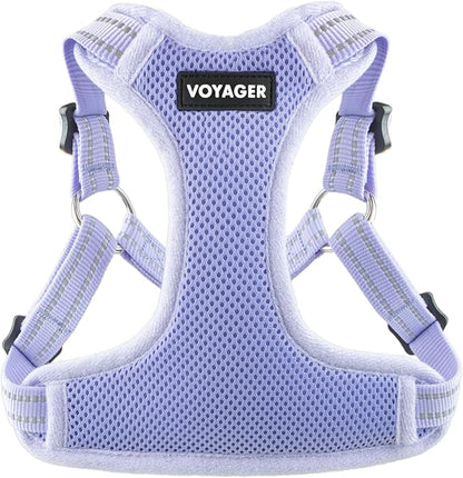 Best Pet Supplies Voyager Mesh Dog Breathable Harness Reflective Stitching, All Weather Adjustable for Walking Training, or Running - Heavy Duty & Durable, Harness (Lavender), XL