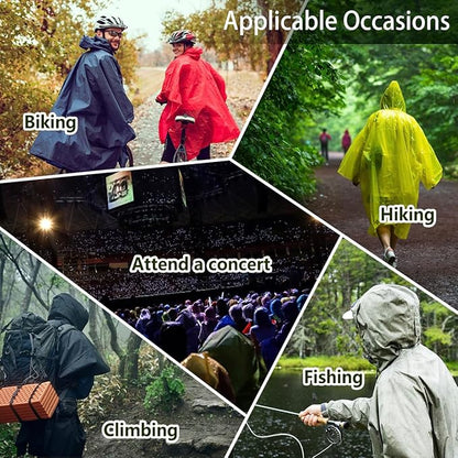 Hooded Rain Poncho,Multi Use Waterproof Raincoat,For Hiking, Camping and Emergency,Suitable for Unisex Adults