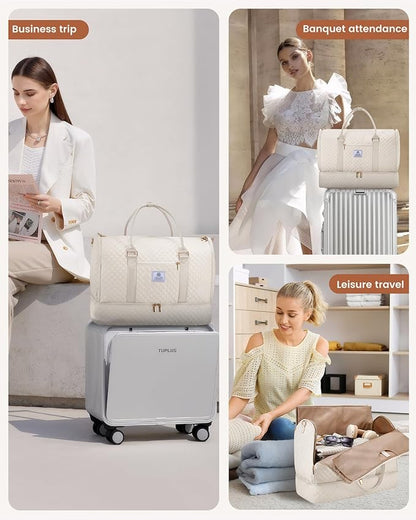 LOVEVOOK Convertible Garment Bag for Travel with Shoe Pouch, Carry On Garment Duffel Bag with Toiletry Bag, 2 in 1 Hanging Suitcase Suit Bag, Waterproof Weekender Bag for Women Travel, Wedding, Beige