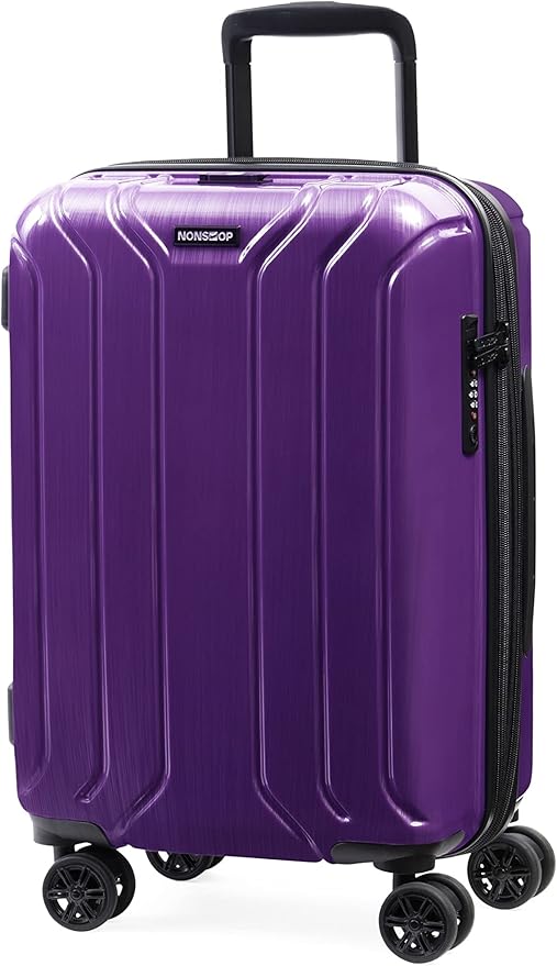 NONSTOP New York Elite Luggage Expandable Lightweight Spinner Wheels hard side shell Travel Suitcase Set, TSA Lock, Double USB Port, 3 packing cubes, Purple, 3-piece Set (20/24/28)