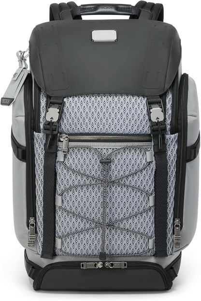 TUMI - Alpha Bravo Expedition Flap Backpack - Large Carry On Backpack - 21.0" X 12.5" X 7.5" - Fits up to 17" Laptop - Pearl Grey Mesh