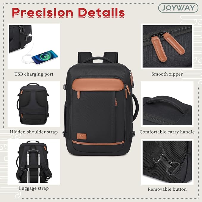 Joyway Expandable Luggage Sets 5 Piece, Lightweight Hard Shell Travel Suitcase Set with Spinner Wheels and TSA Lock, Black
