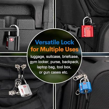 TSA Approved Luggage Locks, Ultra-Secure Dimple Key Travel Locks with Zinc Alloy Body