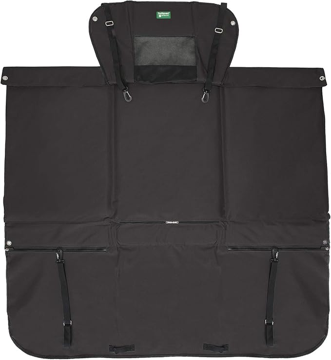 Furhaven Deluxe Multi-Panel Hard Bottom Platform Bridge Backseat Protector w/ Travel Bag - Black, One Size
