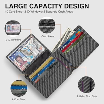 Zitahli Wallet for Men 12 Card Holder Slim Rfid Leather 2 ID Window Wallets With Gift Box Men's Accessories