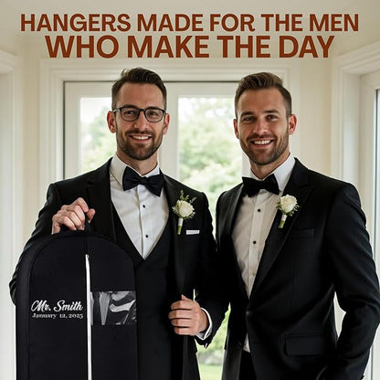 Personalized Garment bag for Groom Tuxedo - Embroidered Name Breathable Black Bag for Groomsmen with 2 Pockets for Hanging Clothes - Ideal for Groom Attire- Custom Suit Cover Bag with Carry Handles