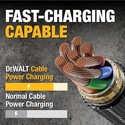 DEWALT Heavy Duty 2-Pack Durable iPhone Charger Cord, [Apple MFi Certified] 4ft Long Charging Cable, Compatible Apple Lightning to USB Cable, Fast Charging Cords for iPhone 14/13/12/11/13 Pro/13 Max