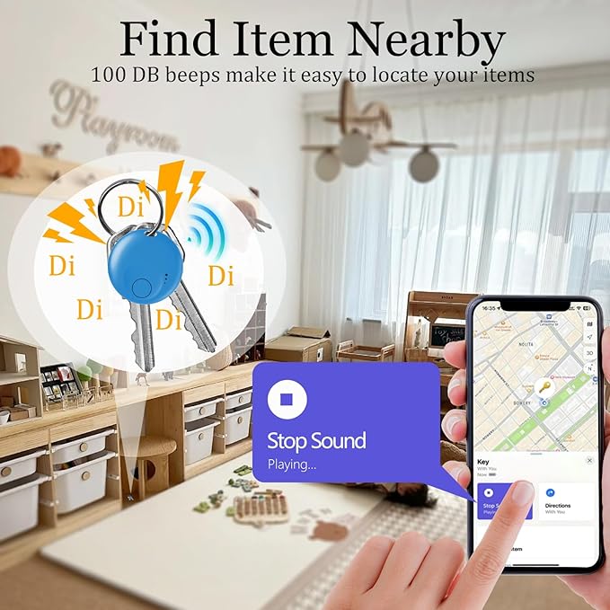 Bluetooth Tracker Tags,Smart Finder Tag Work with Find My App (Only iOS),Key Trakcer for Wallets,Luggage, Backpack,Bicycle,etc,Replaceable Battery,4Pack(4colors)