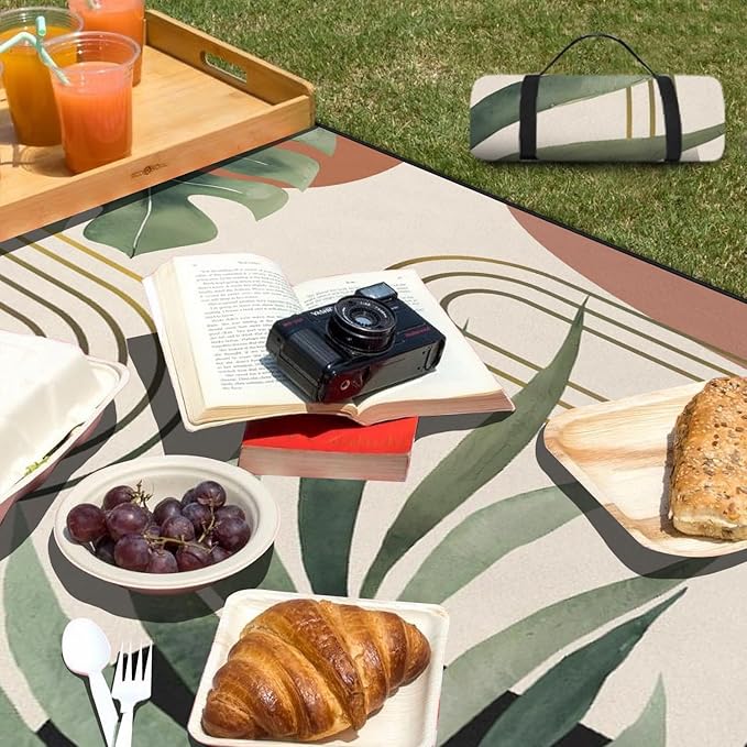 Extra Large Picnic Outdoor Blanket 80''x80'' Waterproof and Sandproof Picnic Mat for Beach Foldable Camping Accessories for Grass Lawn Park